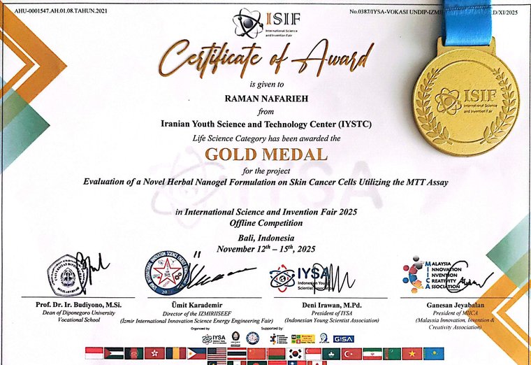 ISIF Gold Medal certificate, Bali 2025