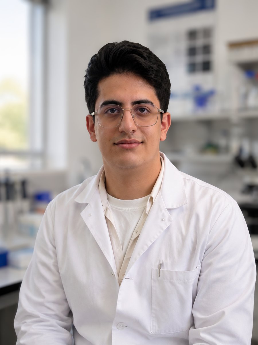 Raman Nafarieh at the laboratory bench